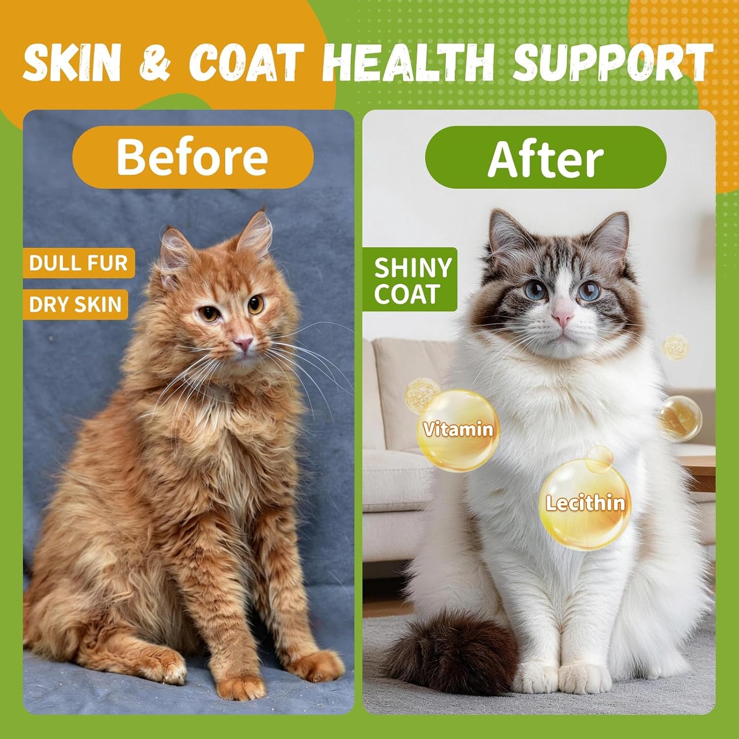 Cat Grass Treats for Indoor Cats, 60G Freeze-Dried Cat Grass & Egg Yolk Treats - Feline Grass Treаts for Hairball Control and Healthy Coat, Chicken Flavor