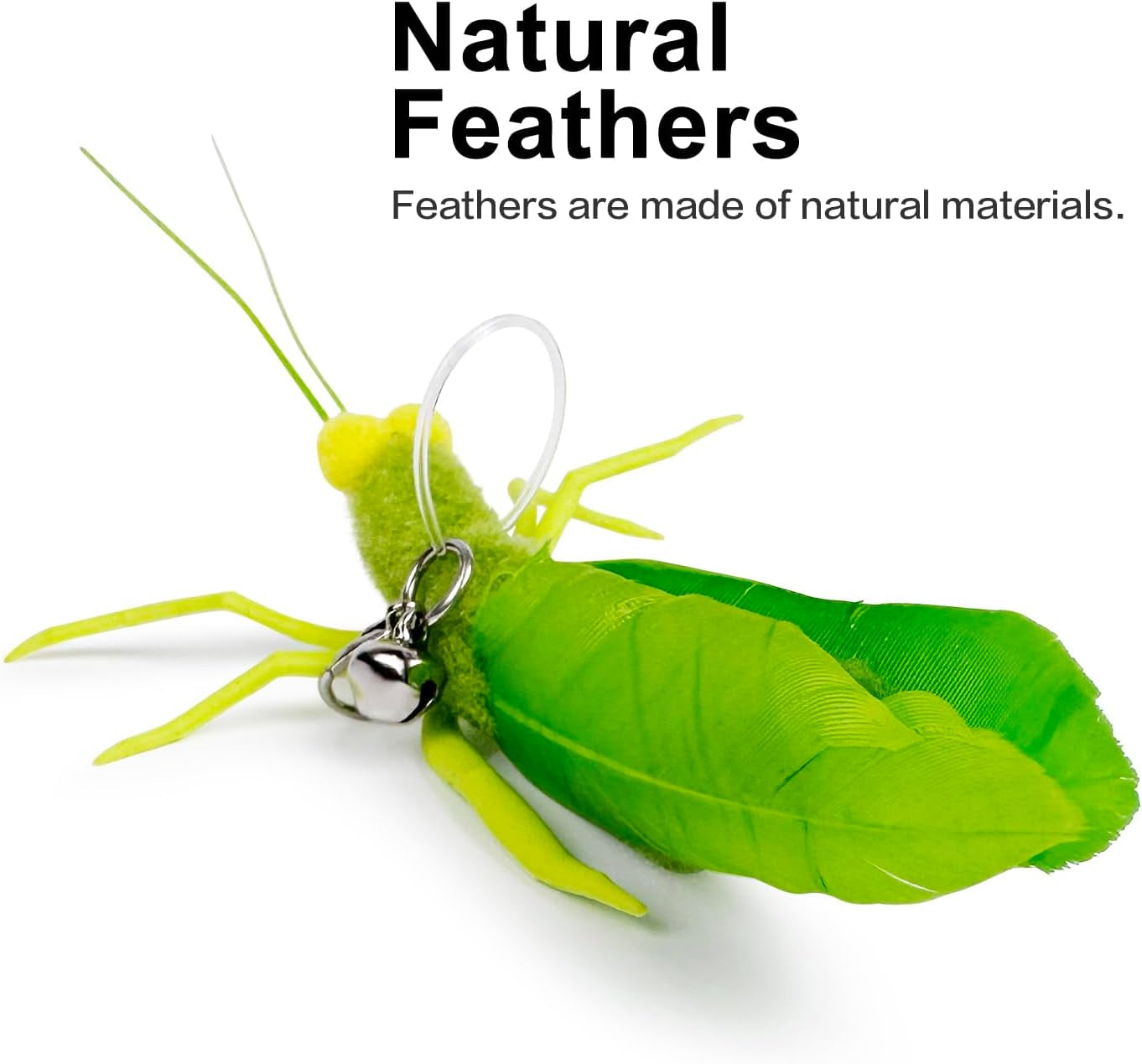 Cat Feather Wand Toys,Retractable Wand Toy with 3 Simulation Insects Dragonfly Grasshopper Refills,Interactive Cat Toy Kitten Toy for Indoor Cats to Play Chase Exercis.