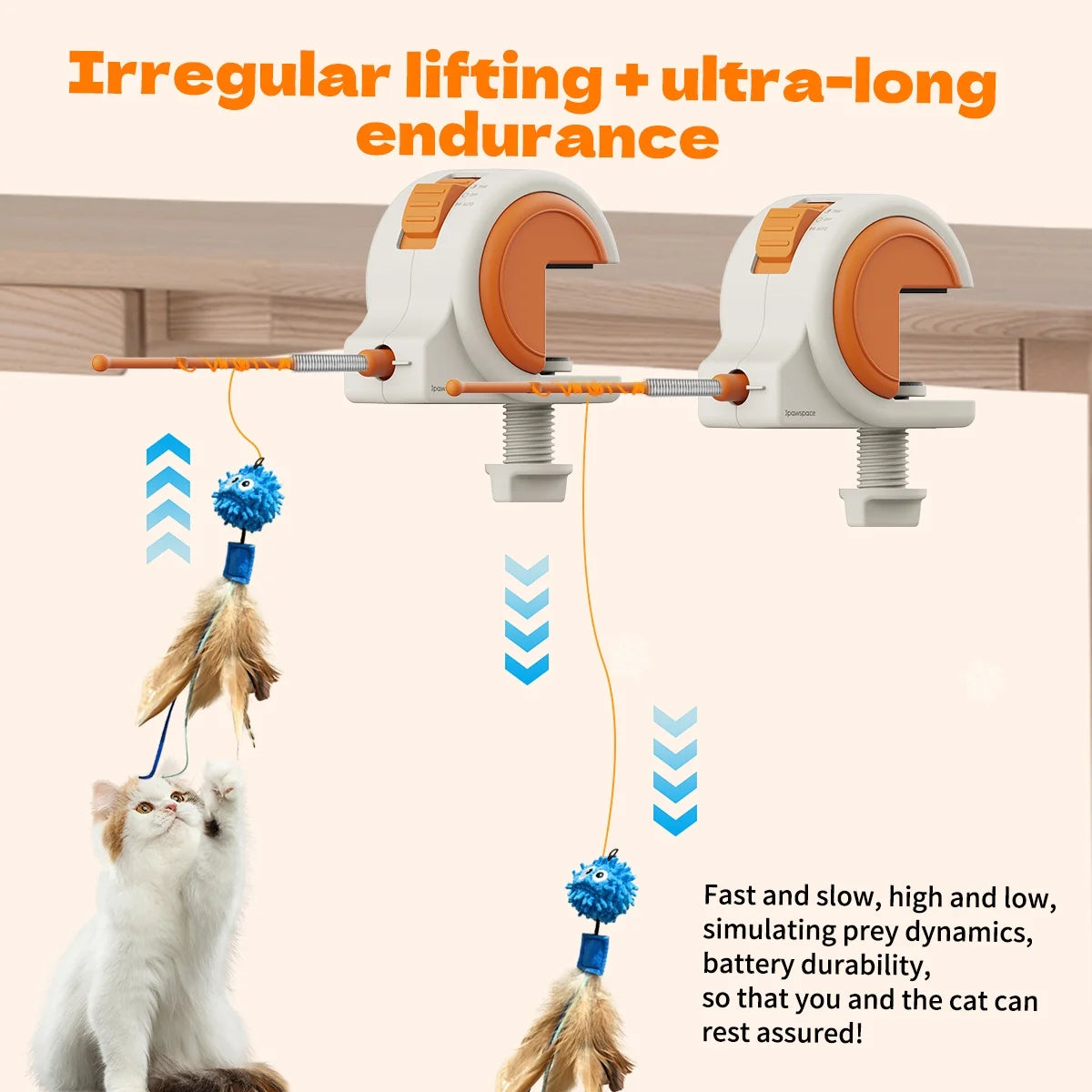 Interactive Cat Toys for Indoor Cats, Automatic Electric Feather Wand Toy,Rechargeable Kitten & Adult Cat Enrichment Toy Hanging Electric Kitty Teaser Toys for Bored Cats