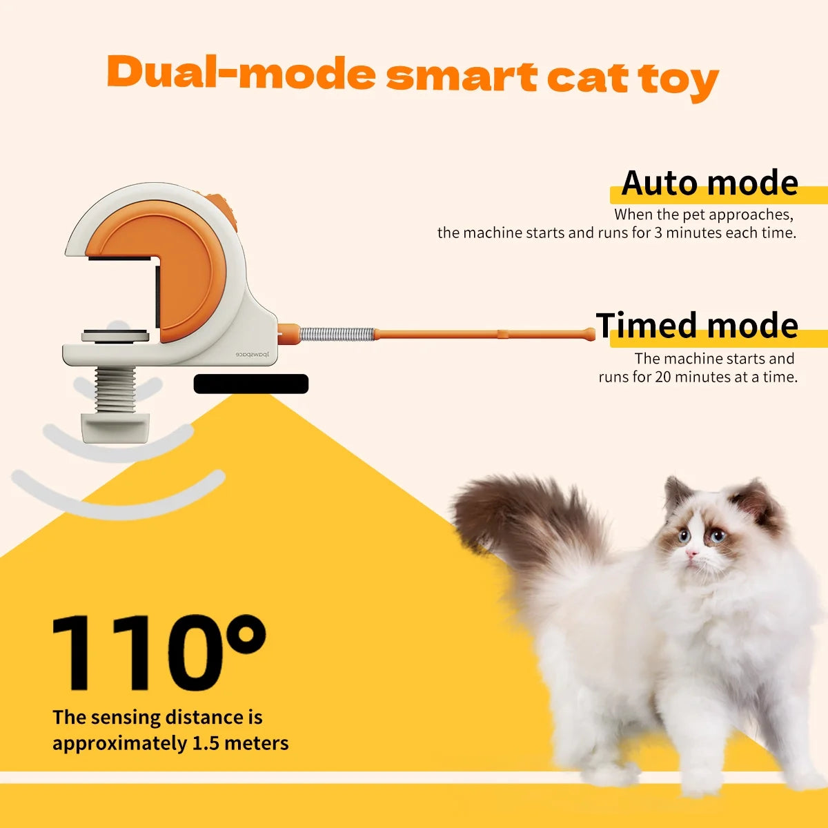 Interactive Cat Toys for Indoor Cats, Automatic Electric Feather Wand Toy,Rechargeable Kitten & Adult Cat Enrichment Toy Hanging Electric Kitty Teaser Toys for Bored Cats