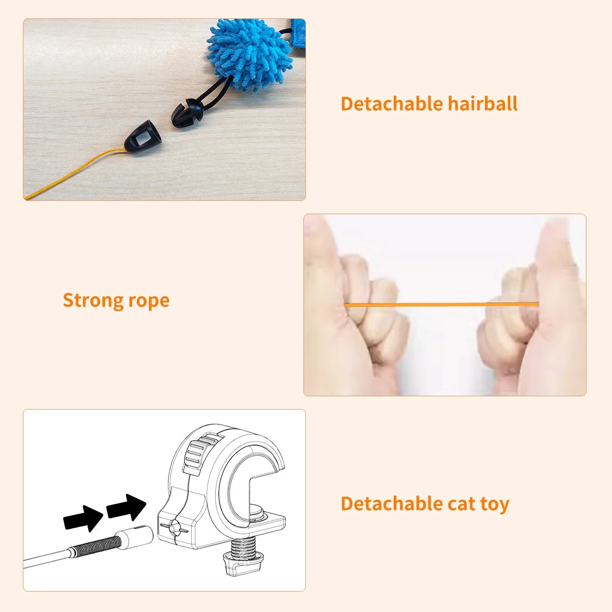 Interactive Cat Toys for Indoor Cats, Automatic Electric Feather Wand Toy,Rechargeable Kitten & Adult Cat Enrichment Toy Hanging Electric Kitty Teaser Toys for Bored Cats