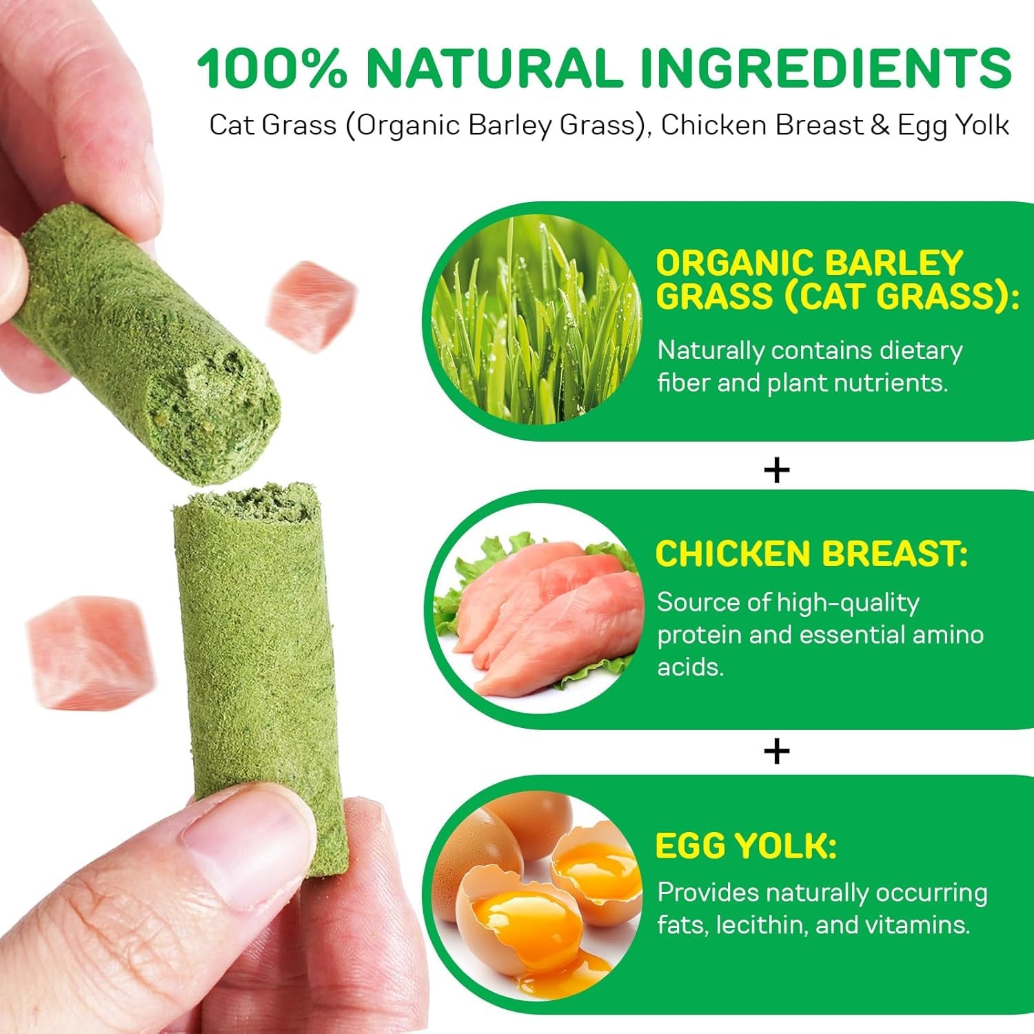 60G/2.12Oz Cat Grass Sticks, Delicious Freeze-Dried Cat Grass Treats Edible Cats Chew Toy Kitten Snacks for Hairball Removal and Teeth Cleaning