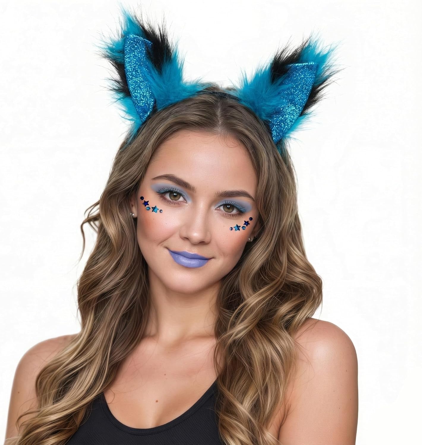 Cat Wolf Fox Tail Faux Fur Ear Headband Paw Gloves Set for Women Adult Halloween Xmas Fancy Party Cosplay Costume