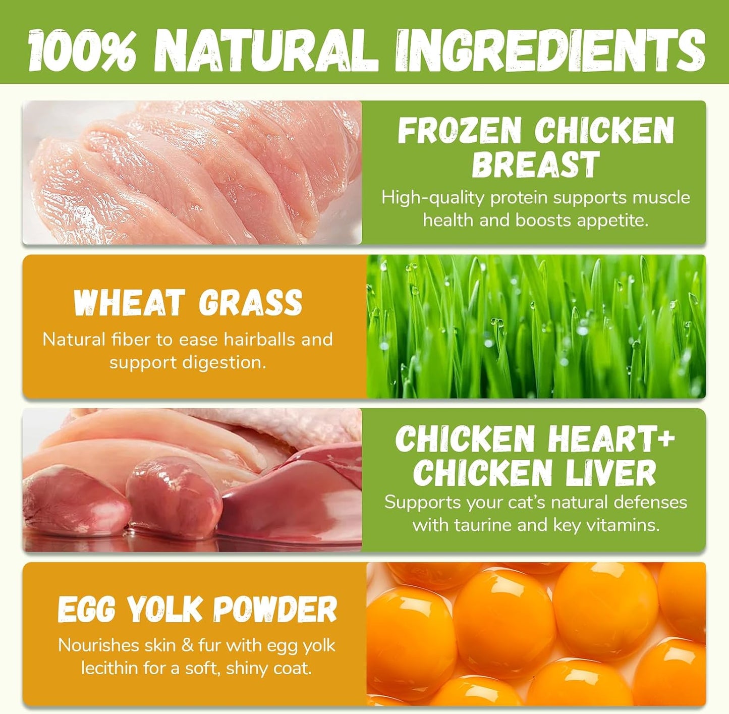 Cat Grass Treats for Indoor Cats, 60G Freeze-Dried Cat Grass & Egg Yolk Treats - Feline Grass Treаts for Hairball Control and Healthy Coat, Chicken Flavor